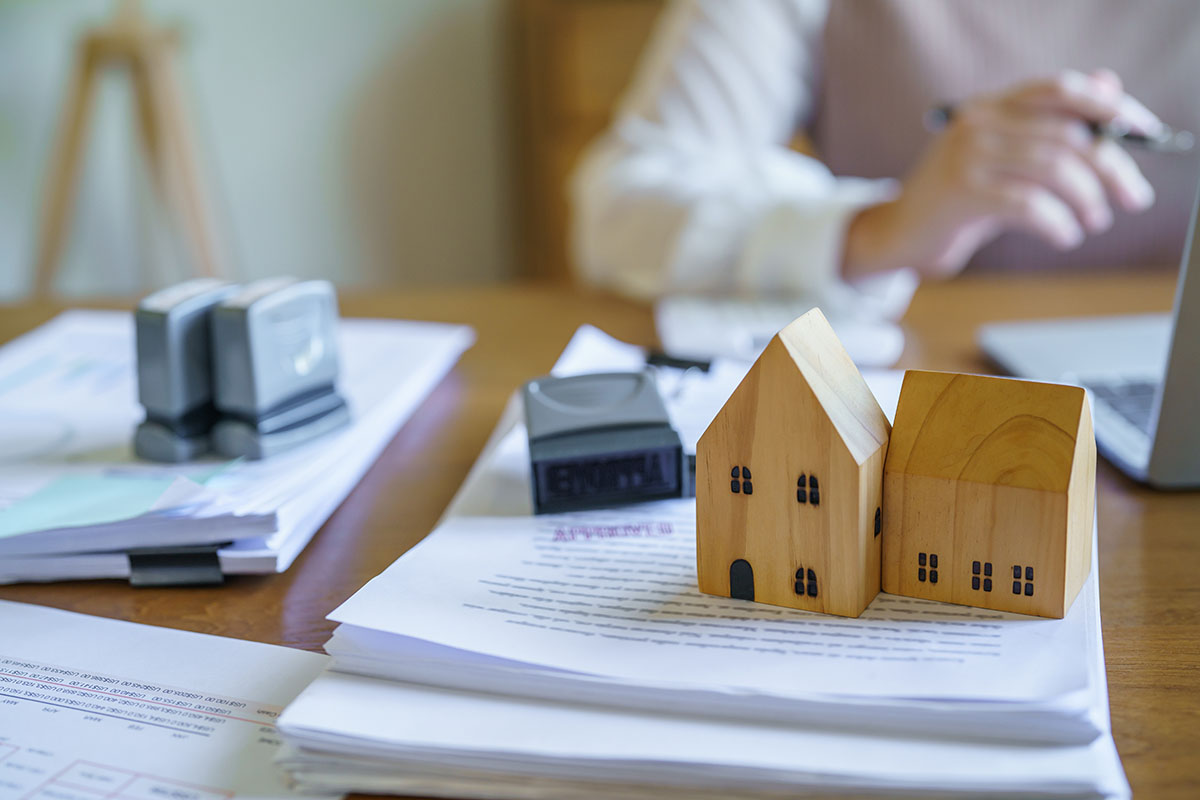 Approved stamp with Business people signing contract making deal